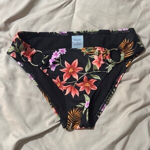 Shade & Shore Kids Tropical Floral Bikini Bottom - Black